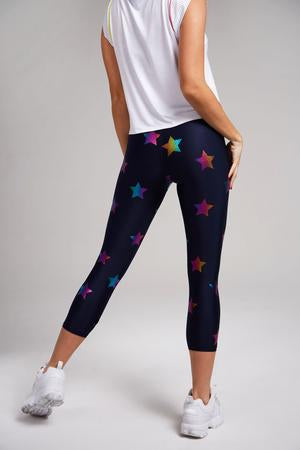 Terez Capri Legging Navy with Rainbow Stars - Main Image