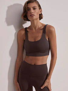 Varley- Cori Square Neck Bra- Coffee Bean