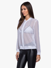 Load image into Gallery viewer, Koral Open Mesh Bomber Jacket - White