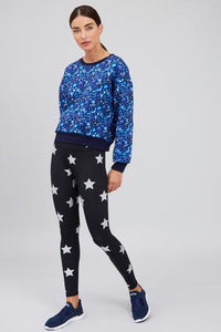 Terez Foil Legging - Black with Silver Stars