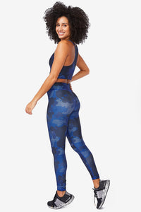 Terez Hi Shine Leggings-Navy Camo Stripe