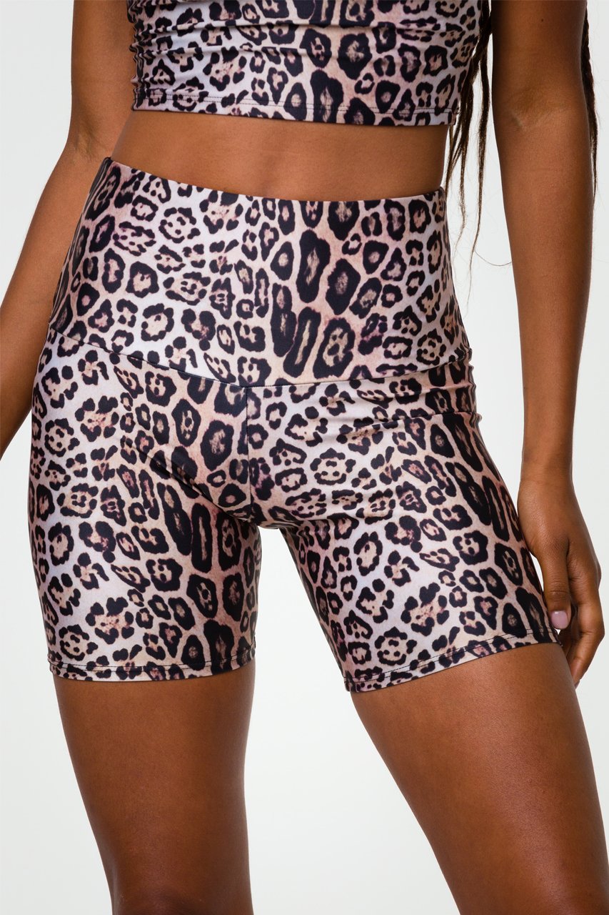 Onzie High Rise Mini Biker Shorts - Leopard