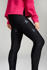 Terez Black Foil Star Leggings C.O.R.E. grow strong