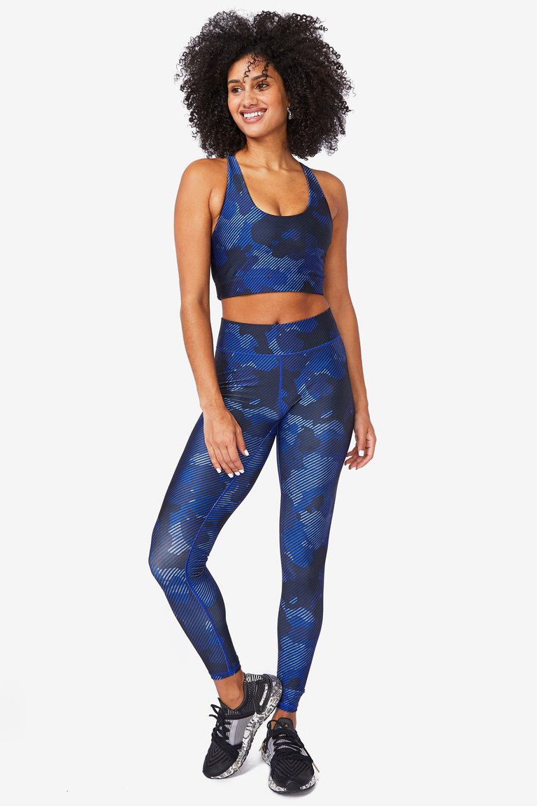 Terez Hi Shine Leggings-Navy Camo Stripe