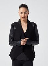 Load image into Gallery viewer, Blanc Noir Drape Front Jacket-Black Moto Leather