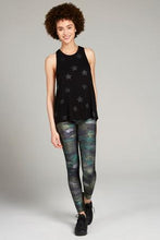 Load image into Gallery viewer, Terez Foil Stars Racerback - Black on Black