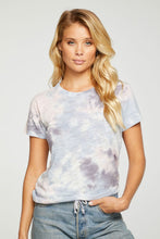 Load image into Gallery viewer, Chaser Cropped Drawstring Waist Tee - Sangria Tie Dye