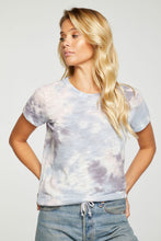 Load image into Gallery viewer, Chaser Cropped Drawstring Waist Tee - Sangria Tie Dye