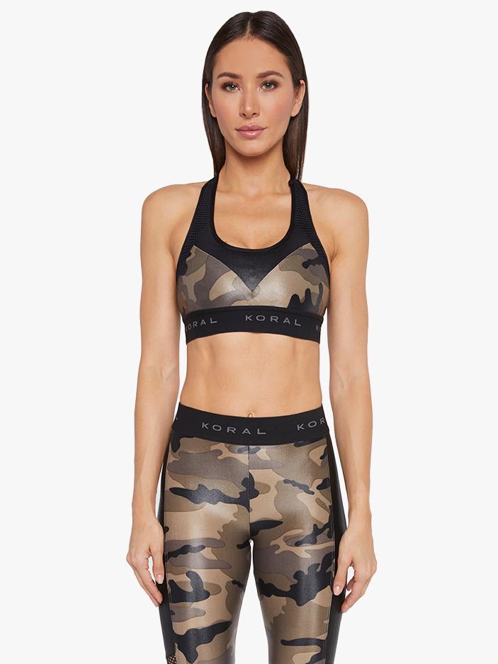 Koral Emblem Versatility Bra - Camo with Black