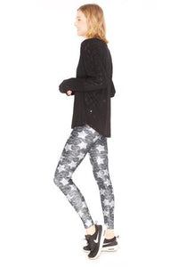 Terez Tall Band Legging - Heathered Grey Stars