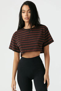 Joah Brown O/S Cobain Crop Tee - Black & Hot Sauce Cotton