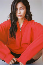 Load image into Gallery viewer, Joah Brown Onesize Retro Half Zip - Hot Sauce French Terry