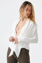 Load image into Gallery viewer, Joah Brown O/S Front Tie Cardigan - Ivory Rib Knit