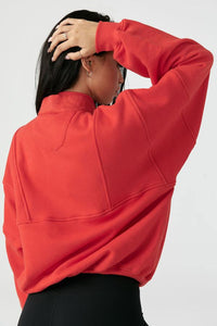 Joah Brown Onesize Retro Half Zip - Hot Sauce French Terry