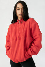 Load image into Gallery viewer, Joah Brown Onesize Retro Half Zip - Hot Sauce French Terry