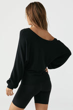 Load image into Gallery viewer, Joah Brown Slouchy Dolman Longsleeve - Black Rib Sweater Knit