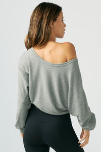 Joah Brown Slouchy Dolman Long Sleeve - Grey Rib Sweater Knit