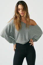 Load image into Gallery viewer, Joah Brown Slouchy Dolman Long Sleeve - Grey Rib Sweater Knit