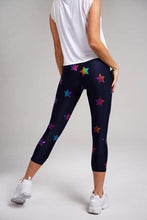 Load image into Gallery viewer, Terez Capri Legging - Navy with Rainbow Stars