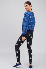 Load image into Gallery viewer, Terez Foil Legging - Black with Silver Stars