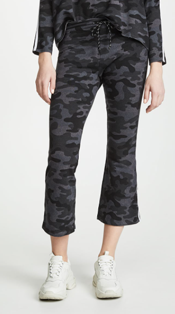 Sundry Camo Flare Pant w/ Trim-Charcoal