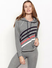 Sundry Diagonal Stripe Hoodie- Heather Grey