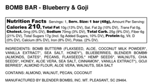 Blender Bombs Bomb Bar-Blueberry & Goji (Single Bar)