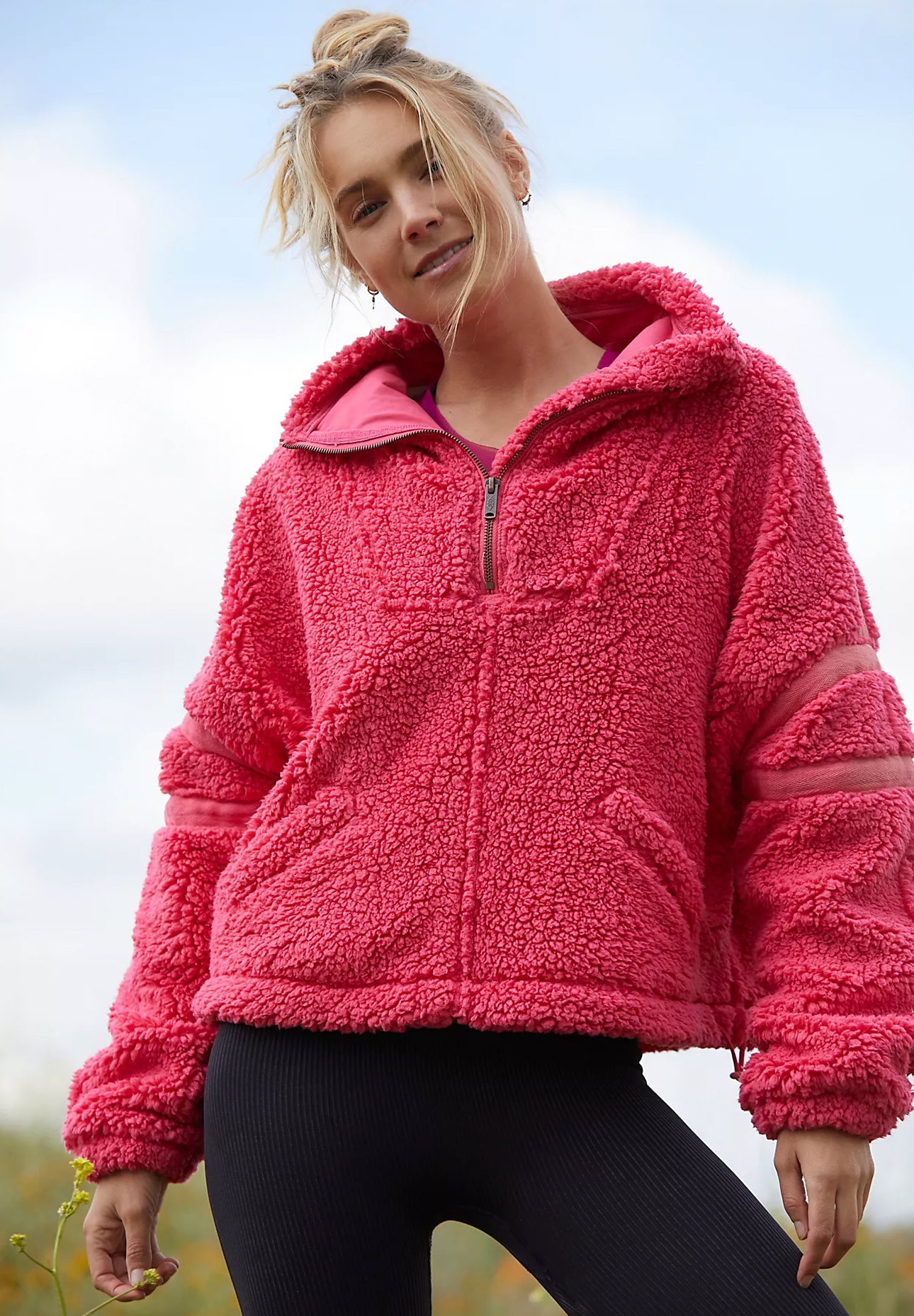 Pink Free People Hoodie Jacket Pink Free People Off The Record