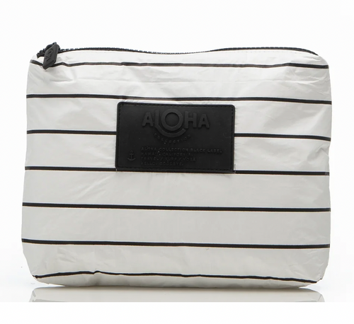 Aloha Small Pinstripe Pouch - Black and White