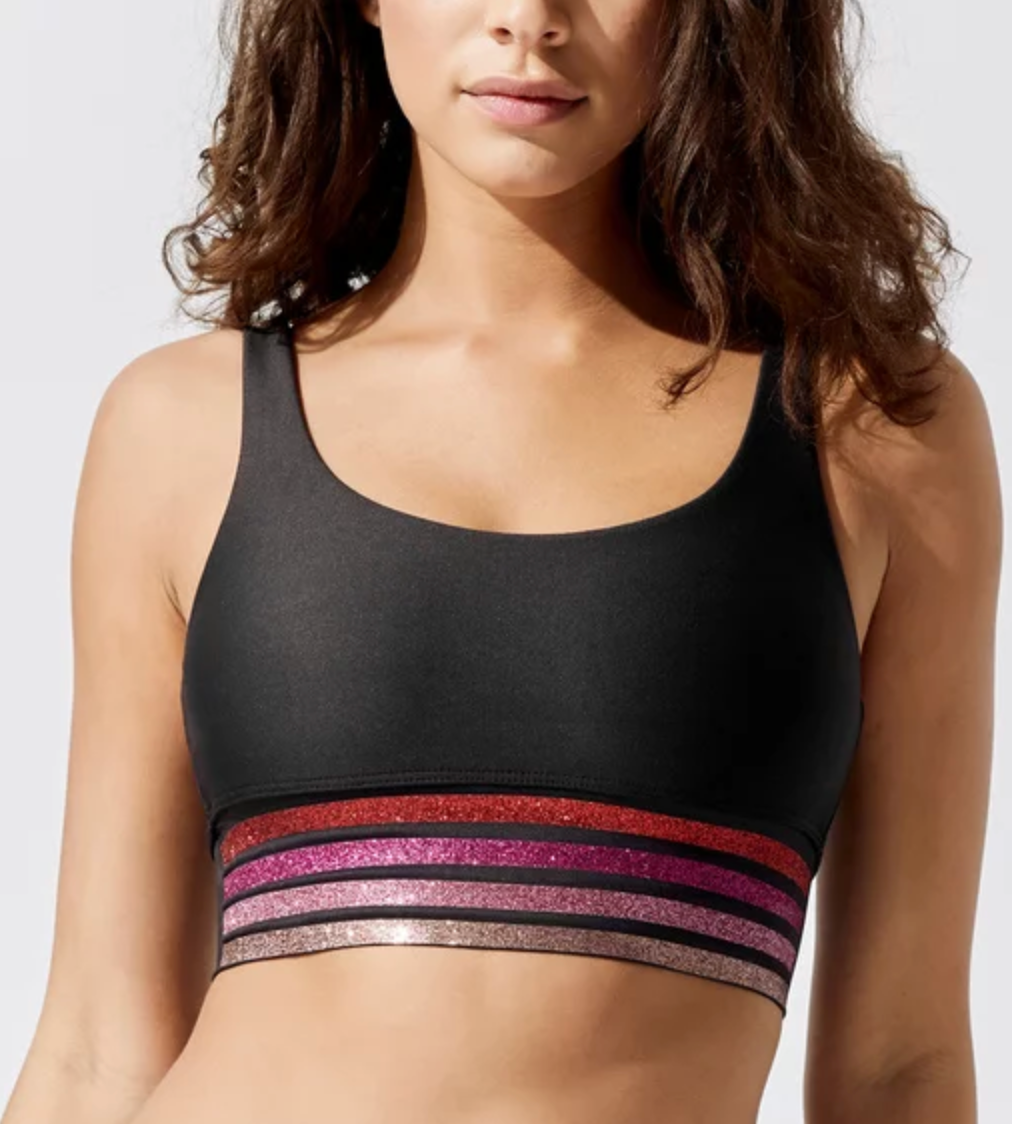 Beach Riot Leah Top- Pink & Red Glitter Stripes