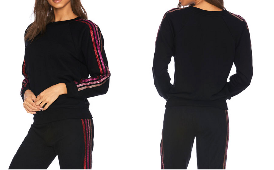 Beach Riot Love Stripe Sweatshirt Multi Stripe- Pink/Red