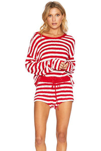 Beach Riot Beach Sweater - Red & White Stripe