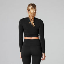 Load image into Gallery viewer, Tavi Noir Arabesque Long Sleeve Crop Top - Ebony