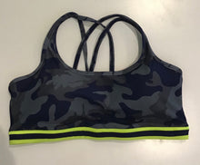 Load image into Gallery viewer, WITH Strappy Bra- Navy/Gray Camo w Neon Band