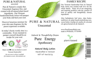Pure Energy Apothecary Pure & Natural Body Lotion - Unscented