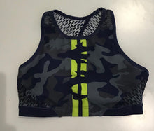 Load image into Gallery viewer, WITH High Neck Bra- Gray/Navy Camo w/ Neon Accent