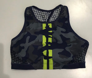 WITH High Neck Bra- Gray/Navy Camo w/ Neon Accent
