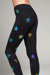 Terez Foil Printed Rainbow Star Leggings