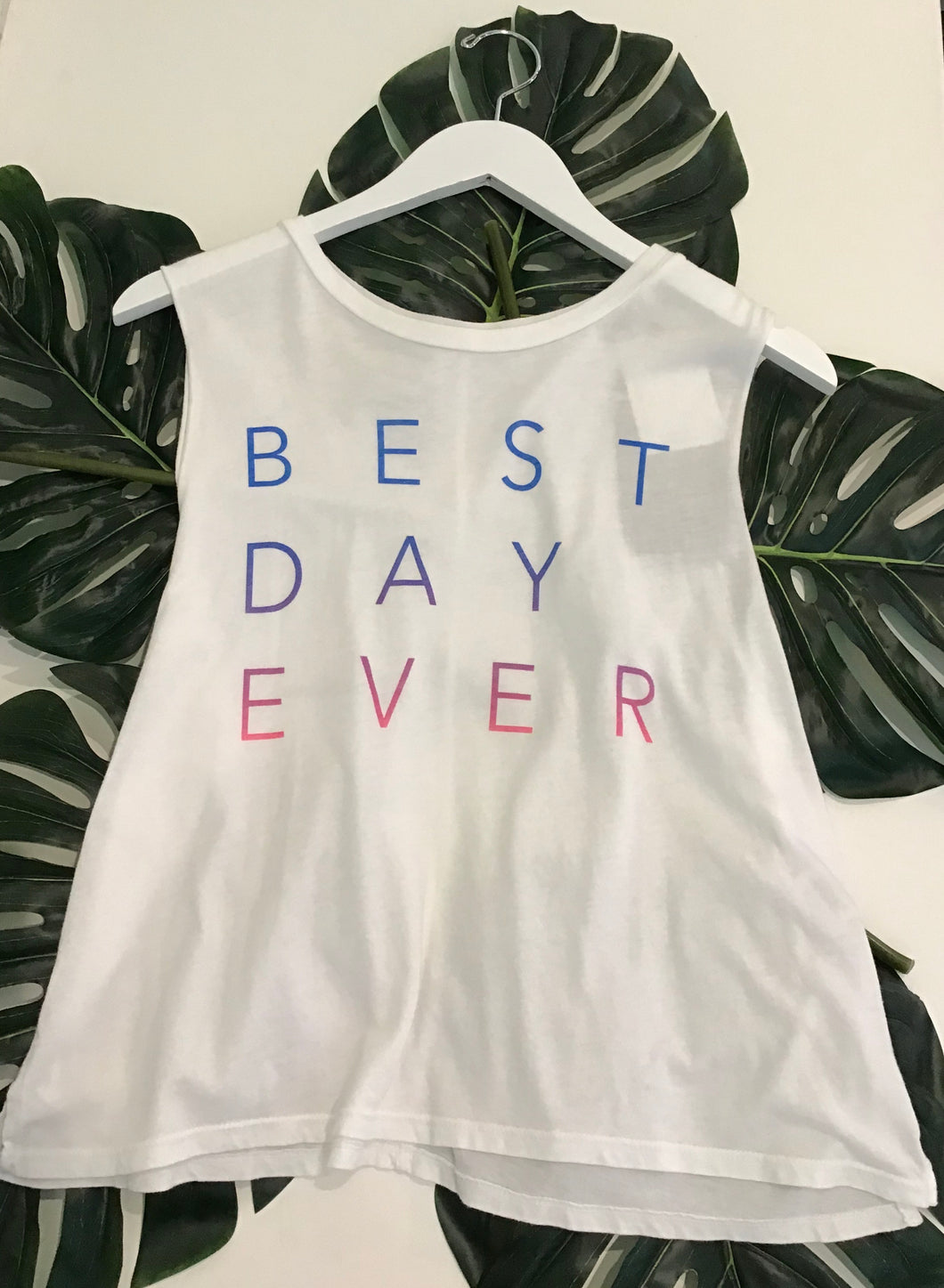 Good hYOUman Crew Neck Crop Best Day Ever - Optic White