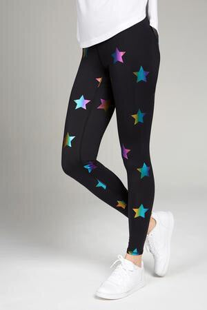 Terez Foil Printed Rainbow Star Leggings