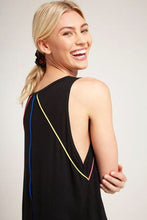 Load image into Gallery viewer, Terez High Low Muscle Tank w/ Piping - Black
