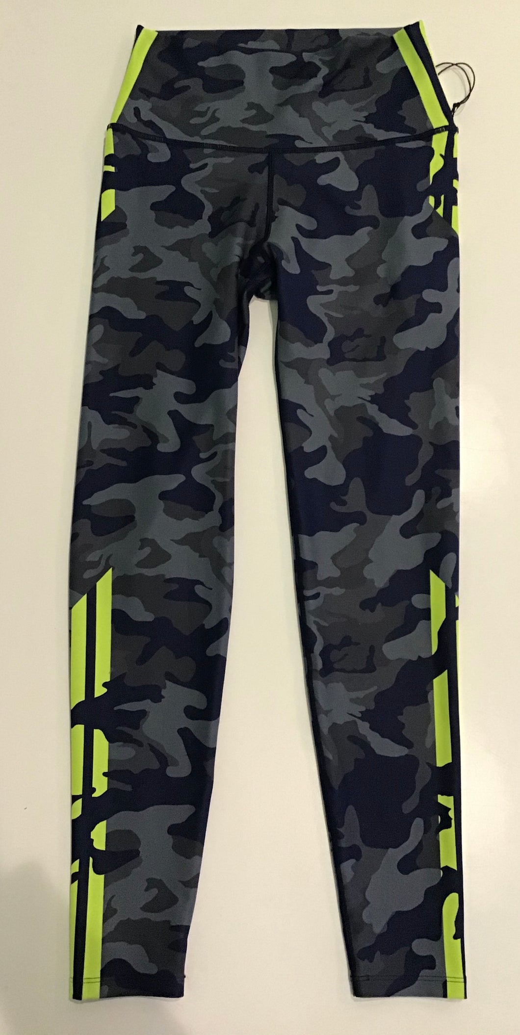 WITH High Waist Legging- Navy/Gray Camo w Neon Accent