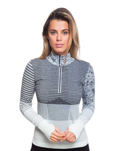 Climawear Vitality 1/4 Zip, Blue/Gray Stripe Floral