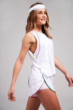 Load image into Gallery viewer, Terez Hi Lo Muscle Tank With Piping (White)