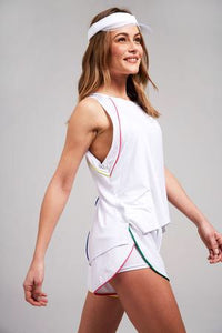 Terez Hi Lo Muscle Tank With Piping (White)