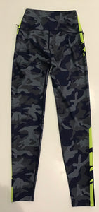 WITH High Waist Legging- Navy/Gray Camo w Neon Accent