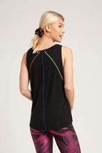 Load image into Gallery viewer, Terez High Low Muscle Tank w/ Piping - Black