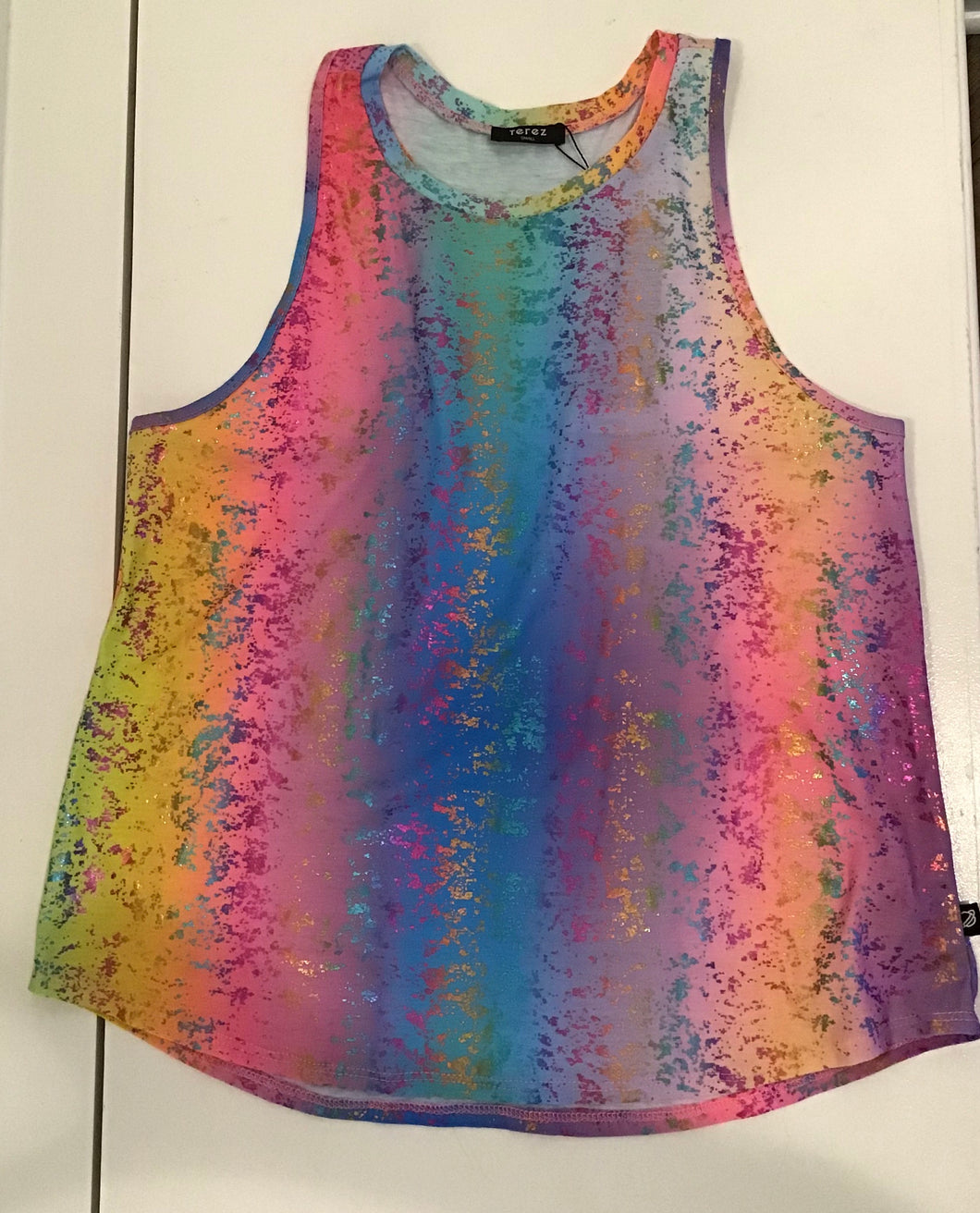 Terez Foil on Print Racerback Tank - Rainbow Haze