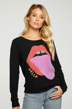 Load image into Gallery viewer, Chaser Long Sleeve Hello Mouth Pullover - True Black